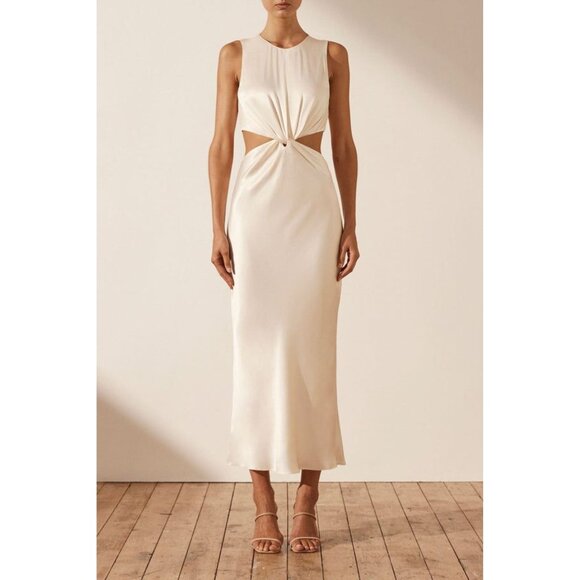 Shona Joy Dresses & Skirts - NWT La Lune Twist Front Midi Dress in Satin Retail $350 Size Small